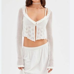 UO Lily Open-Knit Flyaway Cardigan
